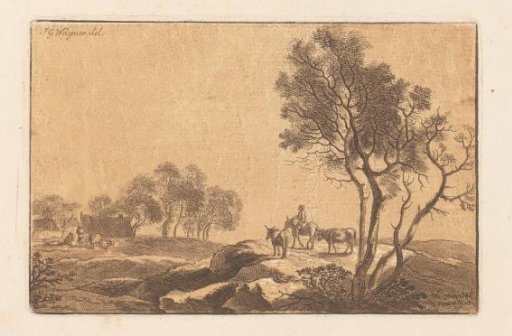 Landscape with a shepherd on horseback