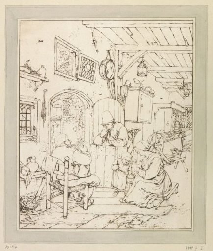 Newspaper reader in an interior