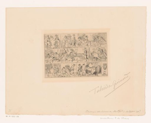 Caricature of the treatment of a man in a spa