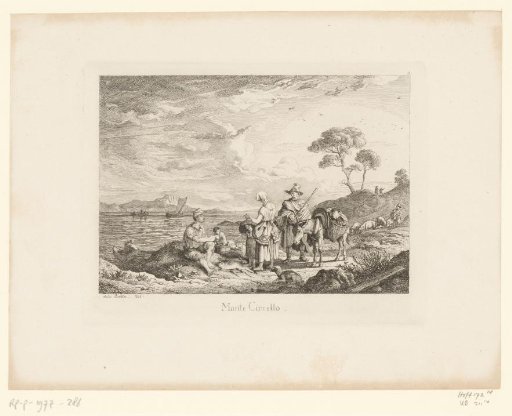 View of Monte Circello with a fish seller