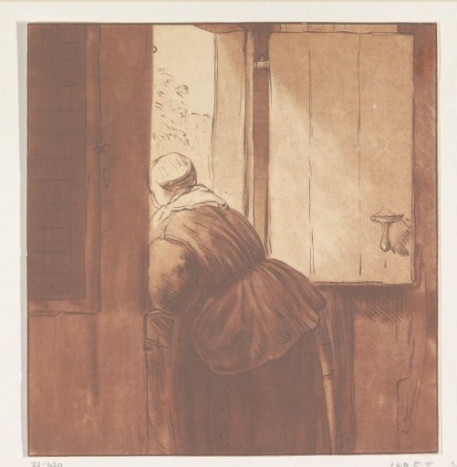 Woman leaning over a half-door