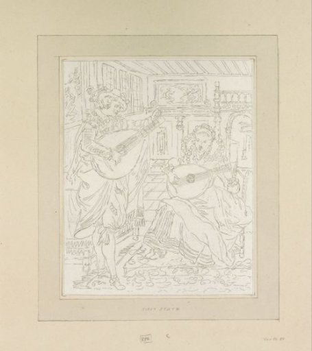 Gentleman and lady playing the lute