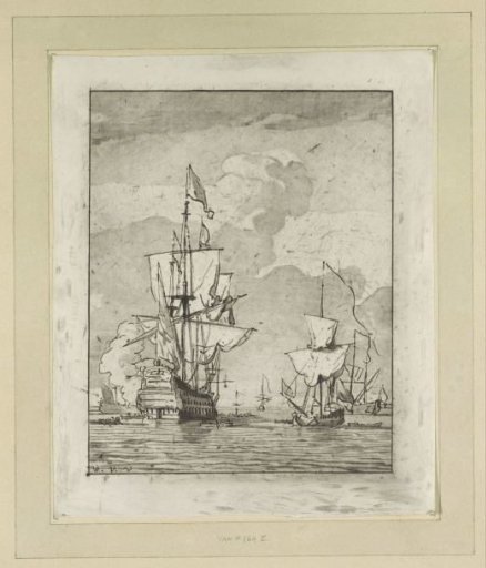 Warship Firing a Shot