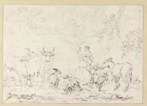 Spinning Shepherdess with Flock