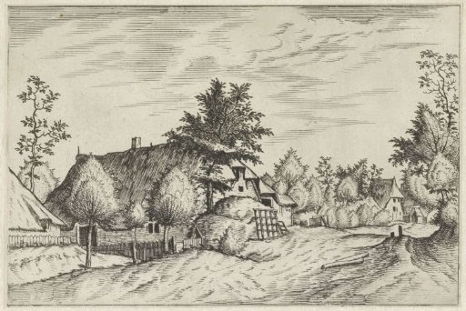 Village Street with Haystack for Farmhouse