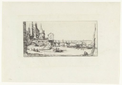 Temporary pedestrian bridge on the site of the Pont-au-Change after the fire of 1621 in Paris