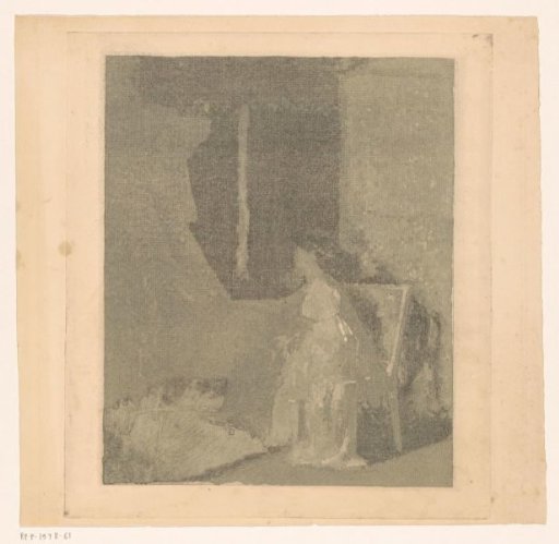 Woman sitting on a chair next to a cradle