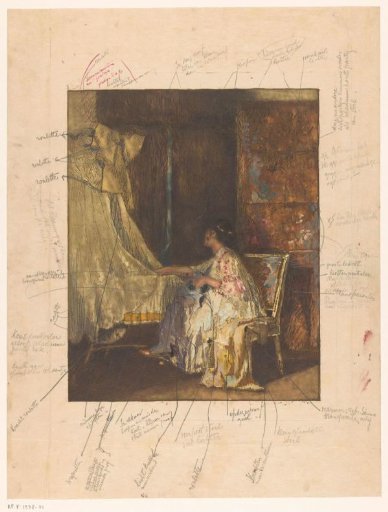 Woman sitting on a chair next to a cradle