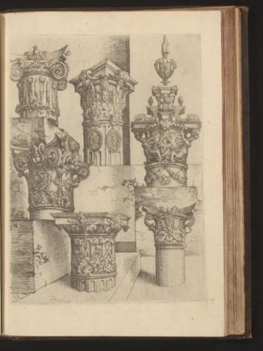 Six Composite capitals decorated with harpies, garlands, and scrollwork