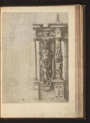 Proportions of the Doric column order with an atlant in the form of an armed man between two columns