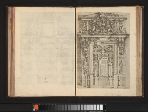 Proportions of the Ionic column order with a caryatid as a pilaster between two columns