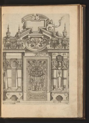 Portal decorated with garlands and mascarons