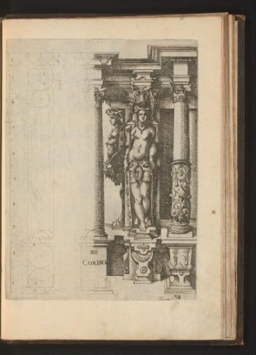 Proportions of the Corinthian order with a caryatid and a herm seen from the side