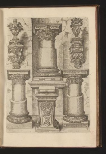 Three Doric Capitals and Bases, a Doric Pedestal, and Two Doric Brackets and Cornices