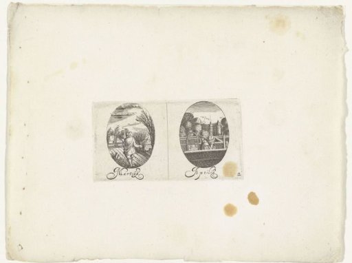 Oval medallions with the months March and April