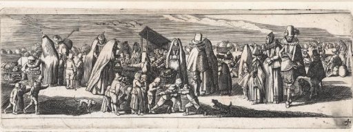 Figures at vegetable stalls