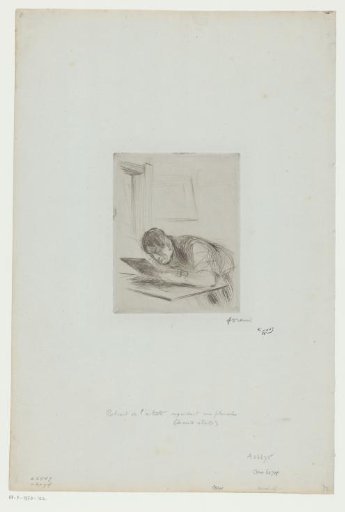 Self-portrait of Jean-Louis Forain viewing an etching plate