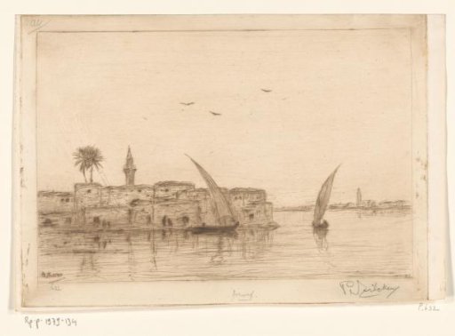 View of the Nile with sailing boats