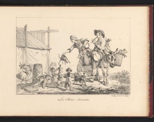 Two People with a Group of Trained Dogs