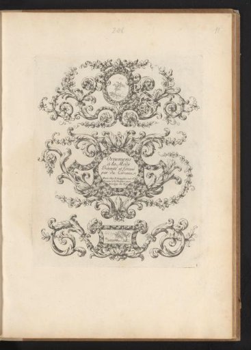 Three Cartouches with Acanthus Scrolls and Marble Inlay