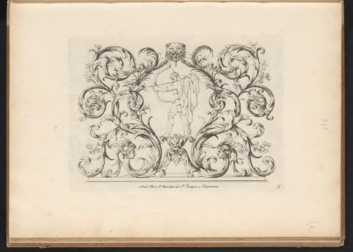 Ornament of acanthus scrolls with Hercules holding a bow and arrow