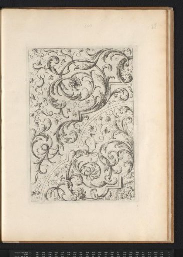 Marquetry with curled acanthus scrolls