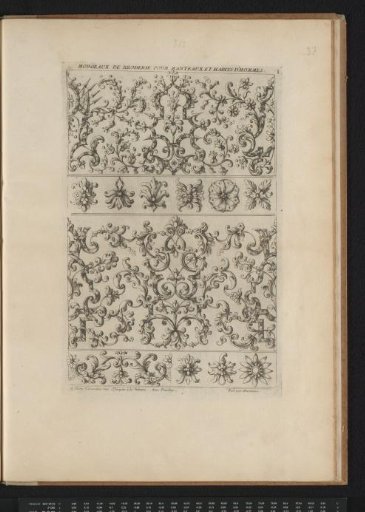 Title page with four bands featuring leaf motifs