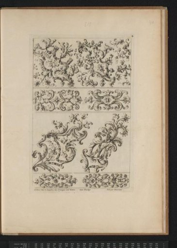 Four bands with leaf motifs and marble inlay