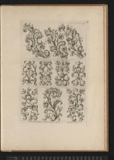 Three bands with leaf and flower motifs