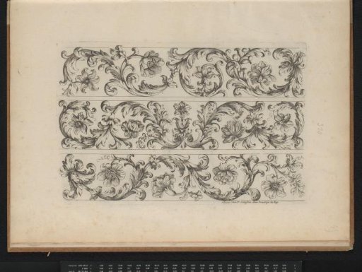 Three friezes with leaf and flower motifs