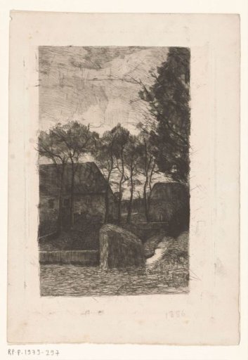 Trees near a farmhouse