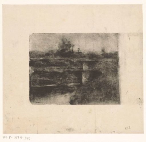 Landscape with two bridges over a ditch
