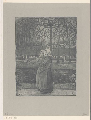 Girls from Huizen by a pond