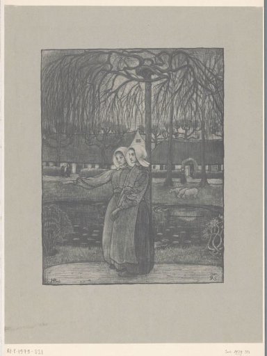 Girls from Huizen by a pond