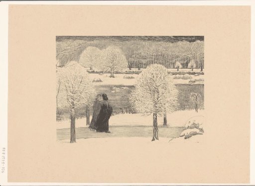 Two women walking in a snowy landscape