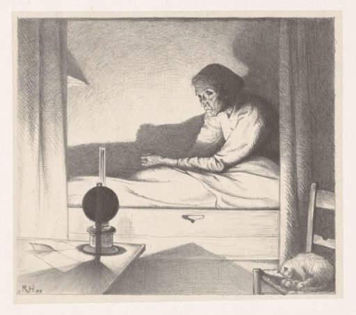 Japke Faber in a bed alcove
