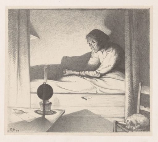 Japke Faber in a bed alcove