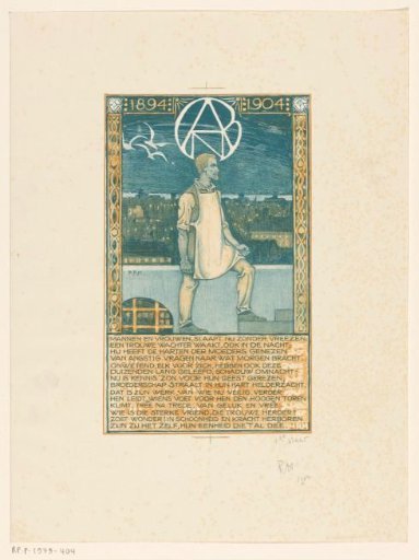 Print on the occasion of the tenth anniversary of the General Dutch Diamond Workers' Union in 1904