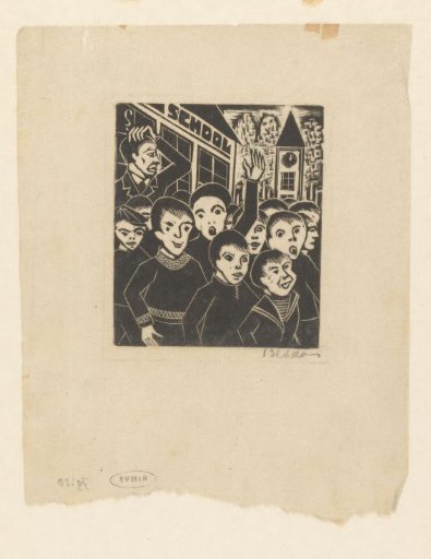 Group of children leaving the school building