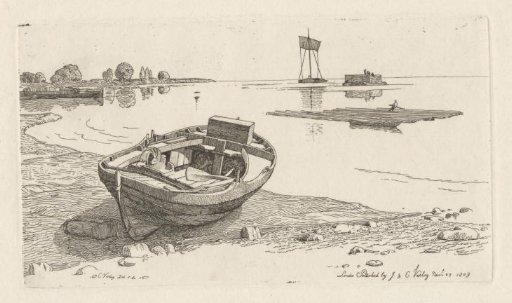 Rowing boat on the bank of the Thames