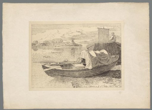 Rowing boat and sailing ship on the Thames