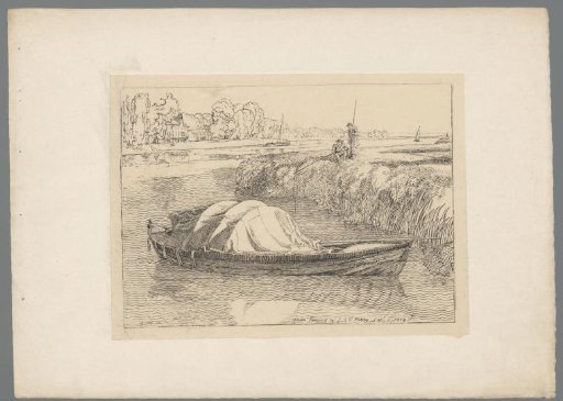 Two anglers and rowing and sailing boats on the Thames