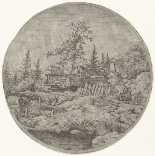 Landscape with rider near hamlet