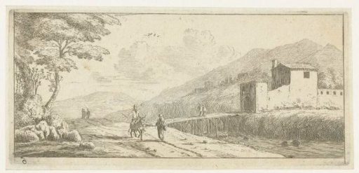 Landscape with a man on a donkey