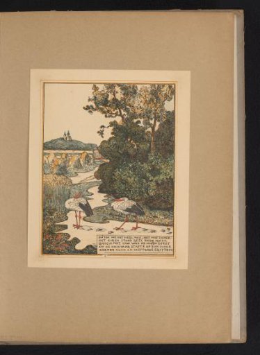 Two Storks in a Landscape with a Castle
