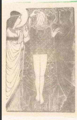 Blindfolded Woman between Two Figures