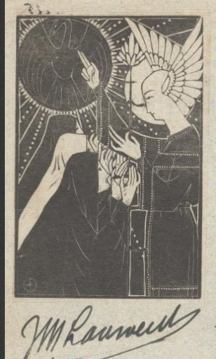 Three Kneeling Figures before a Winged Man