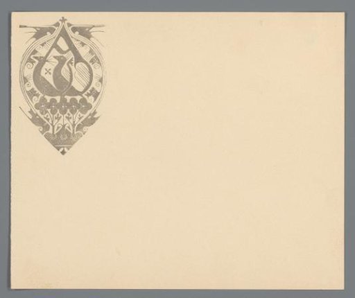 Letterhead with a vignette featuring the Greek letters Alpha and Omega formed by peacocks