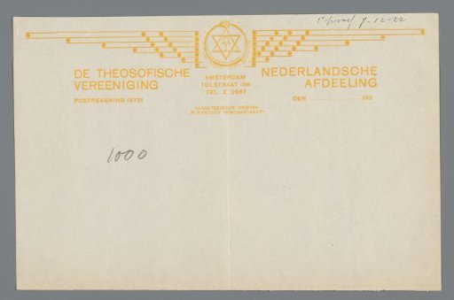 Letterhead of the Theosophical Society / Dutch Section