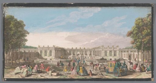 View of the front of the Grand Trianon in the Gardens of Versailles